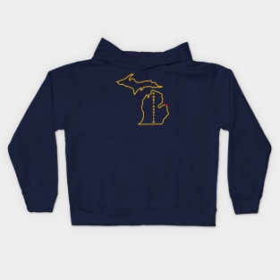 Port Austin MI Love (Yellow) Kids Hoodie